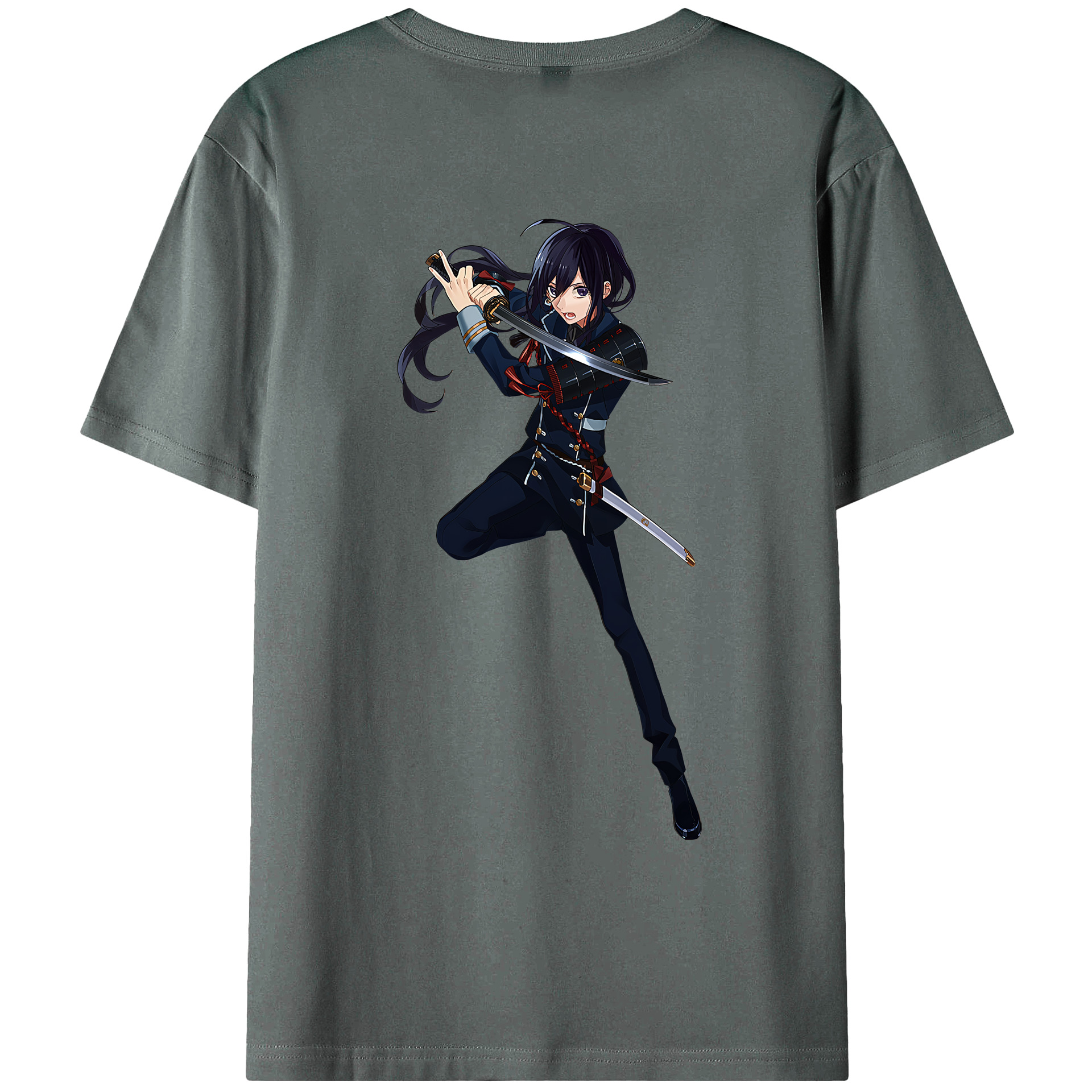 （画像用） 刀剣乱舞 Touken Ranbu 綿100％ メンズ半袖Tシャツ（バックプリント） 通気性